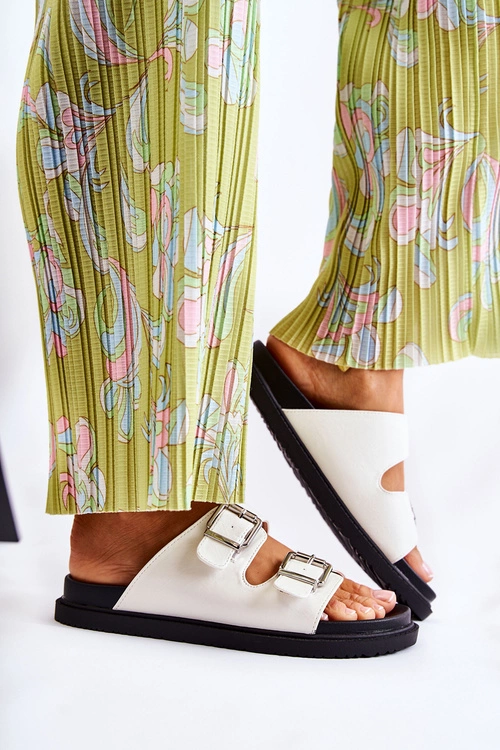 Klasyczne Wsuwane Klapki Damskie Białe Weston