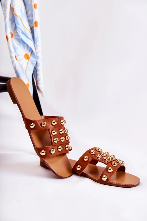 Damskie Klasyczne Klapki Z Ozdobami Brązowe Scotlyn