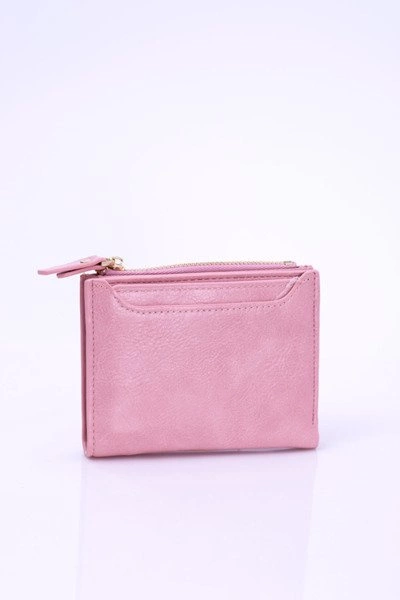 Mały Portfel Damski Pudrowy Róż Złoty Zamek