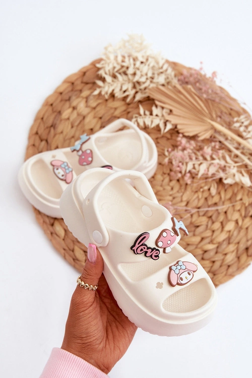 Lekkie Piankowe Klapki Dziecięce Z Ozdobami Białe Ifrana