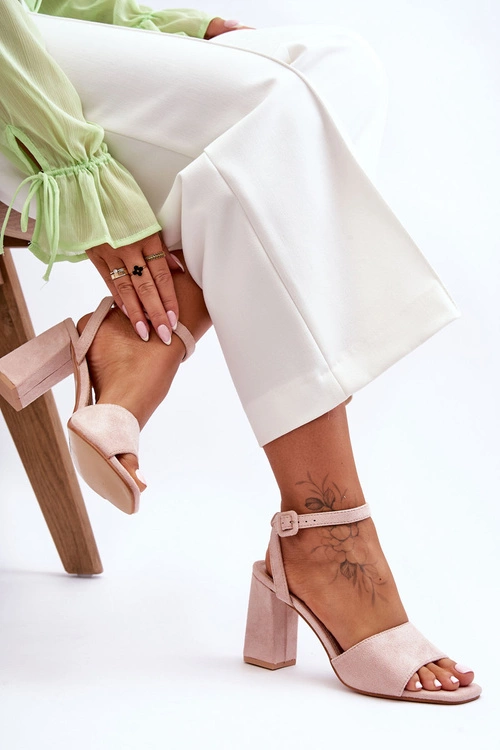 Zamszowe Sandały Na Obcasie Nude Harriet