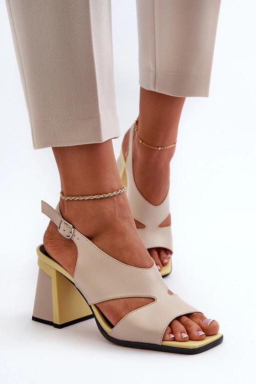 Sandały Damskie Na Słupku Beżowe D&A MR38-153