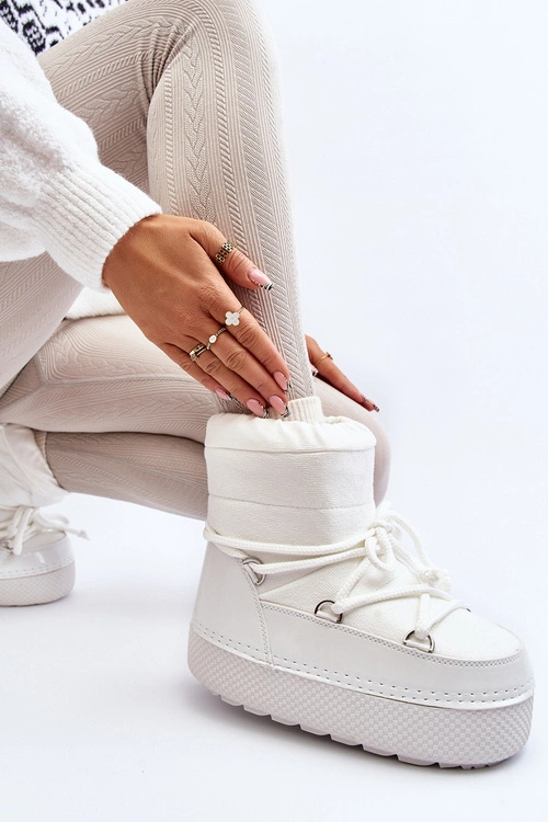 Damskie Śniegowce Z Wiązaniem Białe Toolsa