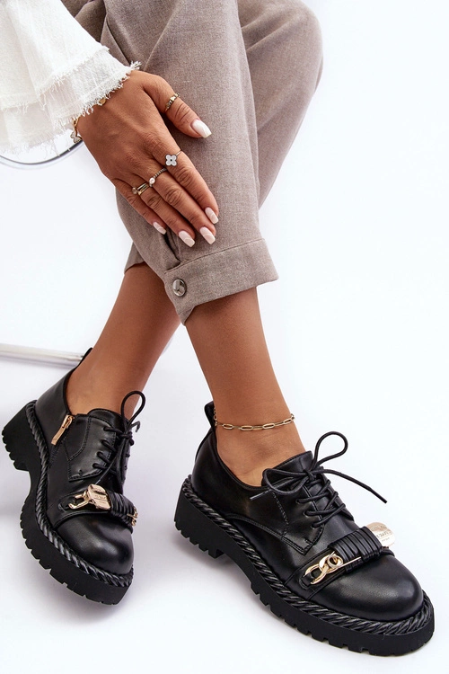 Damskie Skórzane Półbuty D&A MR870-80 Czarne