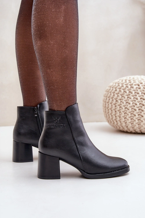 Ocieplane Botki Na Słupku Czarne Feliveth