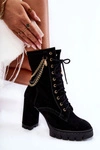 Zamszowe Botki Sznurowane Lewski Shoes 3244/G Czarne