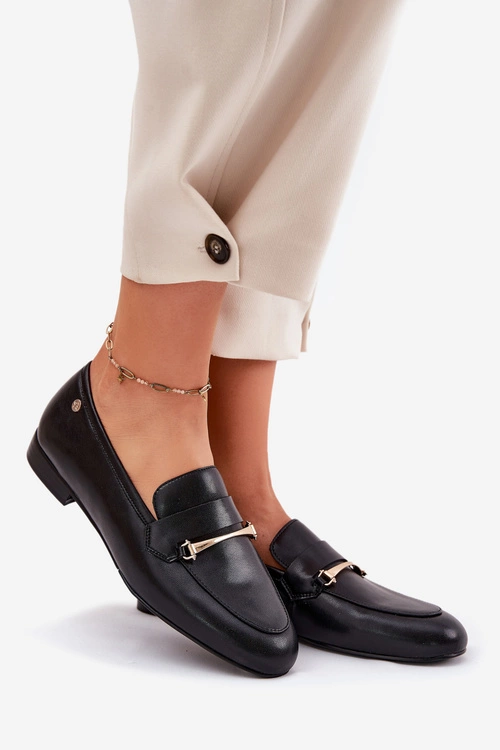 Skórzane Półbuty Mokasyny Damskie Maciejka K6809-01 Czarne