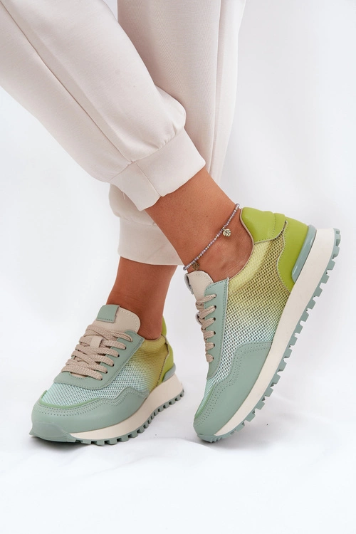 Skórzane Buty Sportowe Z Siateczką Damskie Vinceza 66775 Zielone