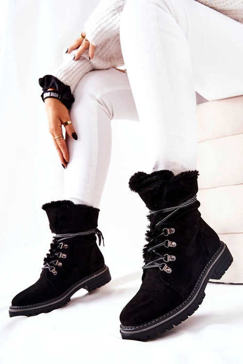 Botki Trapery Ocieplane Czarne Nelby