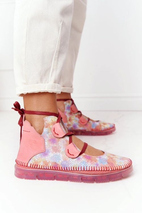 Damskie Skórzane Trzewiki Maciejka Róż 04457-15