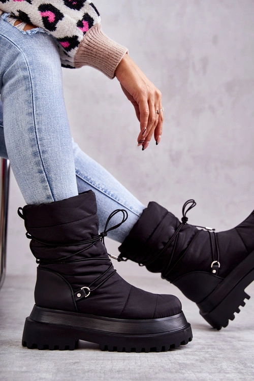 Damskie Śniegowce Na Platformie Czarne Lilou