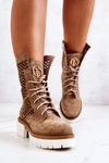 Skórzane Wysokie Botki Workery Nicole Camel 2706