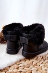 Skórzane Dziecięce Botki Śniegowce Z Futerkiem Czarne Madie