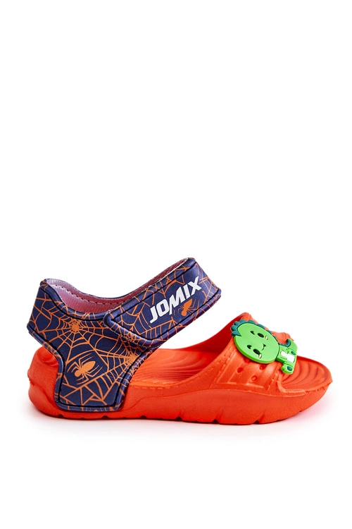 Dziecięce Lekkie Sandały Z Ozdobami Pomarańczowo-Granatowe Trusty