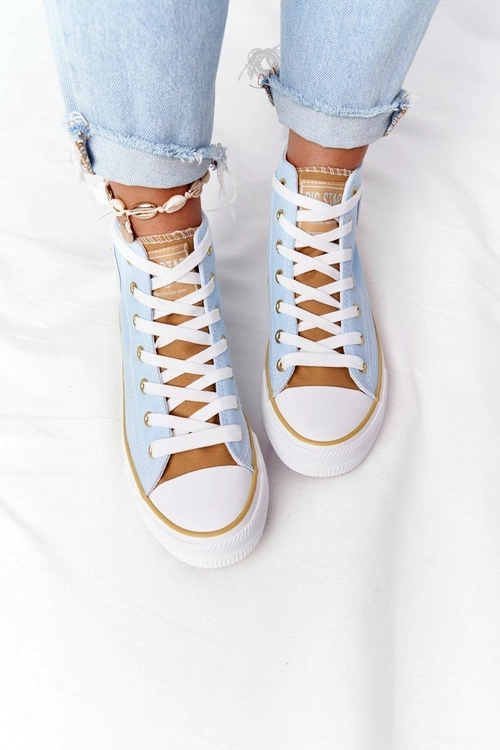 Damskie Wysokie Trampki Big Star HH274449 Niebieskie