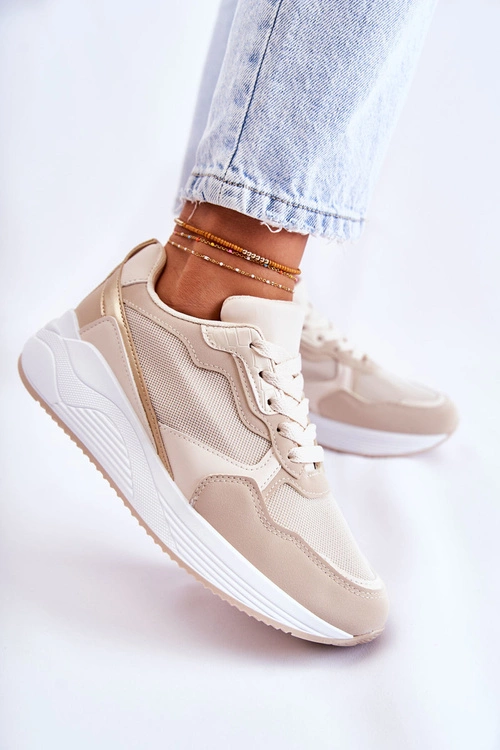 Klasyczne Damskie Sneakersy Beżowe Salema