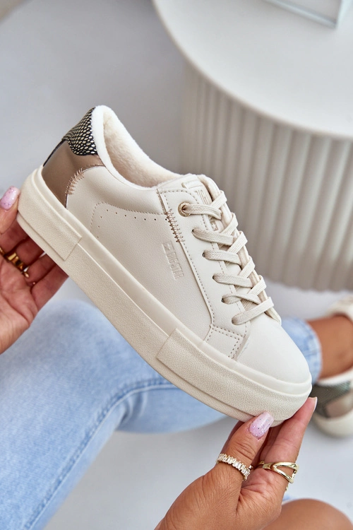 Ocieplane Trampki Damskie Na Platformie Big Star OO274A454 Beżowe