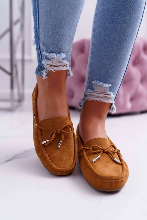 Mokasyny Damskie Wygodne Eko-zamsz Camel Memfi