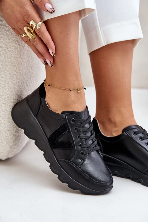 Skórzane Buty Sportowe Damskie Vinceza 7918 Czarne