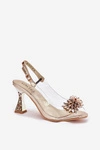 Transparentne Sandały Na Obcasie Z Kryształkami Vinceza 70116 Złote