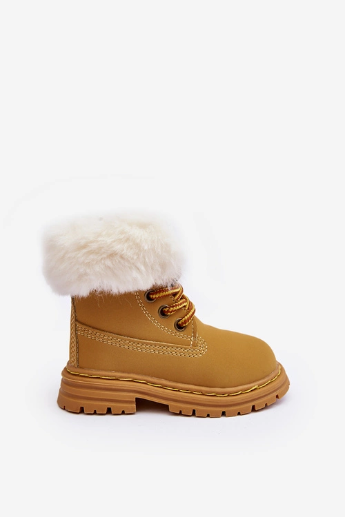 Dziecięce Trapery Botki Na Suwak z Futerkiem Camel Gerande