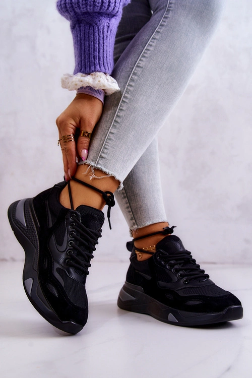 Damskie Sportowe Buty Sneakersy Czarne Spencer