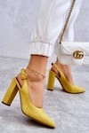 Czółenka W Szpic Na Obcasie Żółte Alanza