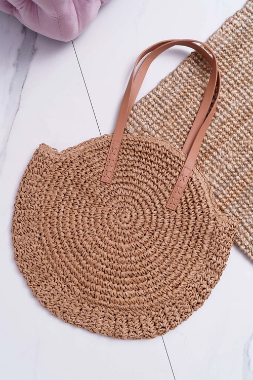 Damska Torebka Pleciona 100% Papier Luna Camel