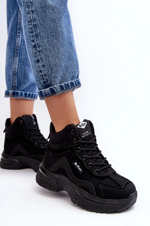 Botki Trapery Damskie Ocieplane Sznurowane Lee Cooper LCJ-23-44-1976L Czarne