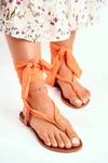 Sandałki Damskie Japonki Wiązane Pomarańczowe Derryl