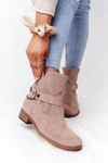Ażurowe Wiosenne Botki Lewski Shoes 2905-0 Beżowe
