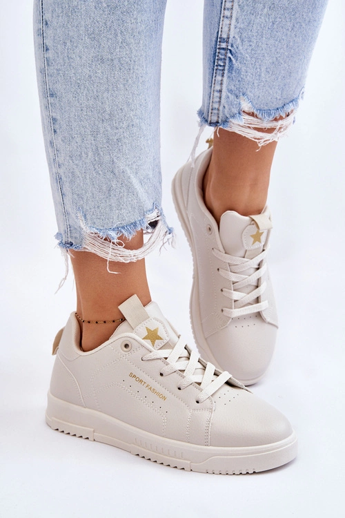 Damskie Sznurowane Buty Sportowe Beżowe Mikaela