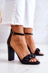 Skórzane Sandały Na Obcasie Czarne Henriett