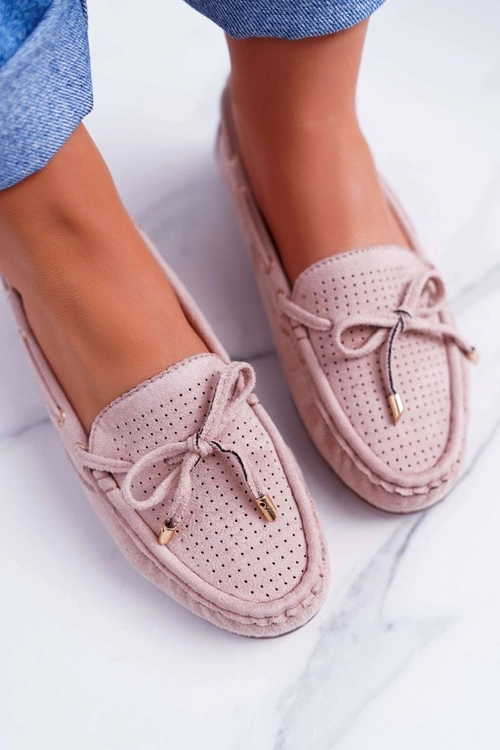 Mokasyny Damskie Zamszowe Beżowe Grella