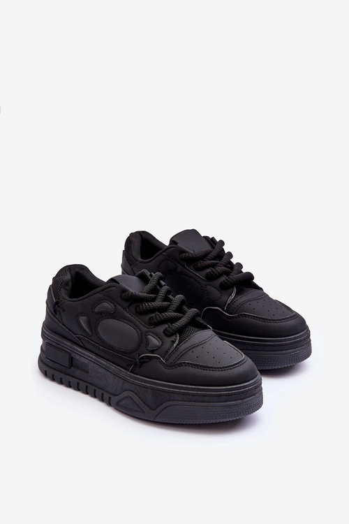 Sneakersy Damskie Na Platformie Czarne Finos
