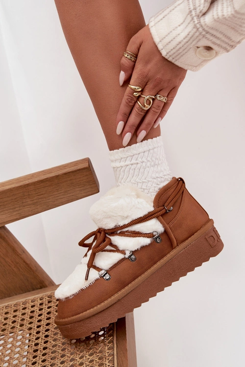 Niskie Śniegowce Na Platformie Z Futerkiem D.Franklin DFSH370011 Camel