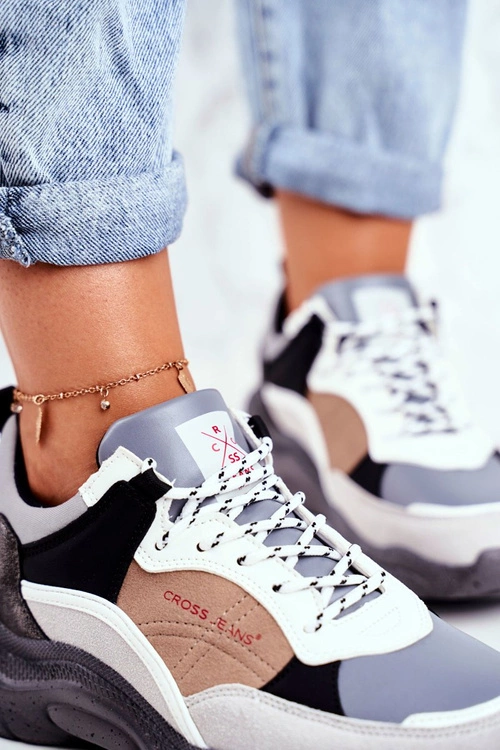 Sportowe Damskie Buty Cross Jeans Szare GG2R4037