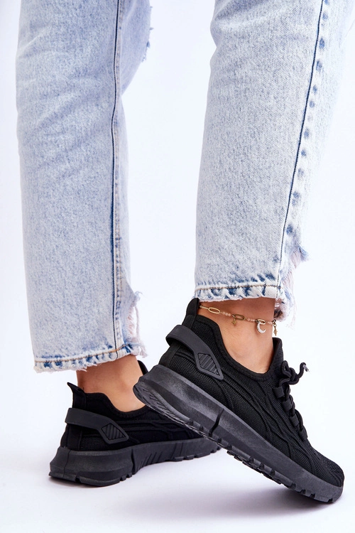 Damskie Wsuwane Buty Sportowe Sneakersy Czarne Rosett