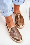 Espadryle Damskie Big Star Opalizujące Cekiny Złote DD274A161