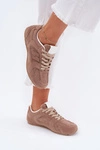 Buty Sportowe Damskie Z Eko Zamszu Ciemnobeżowe Dorella 