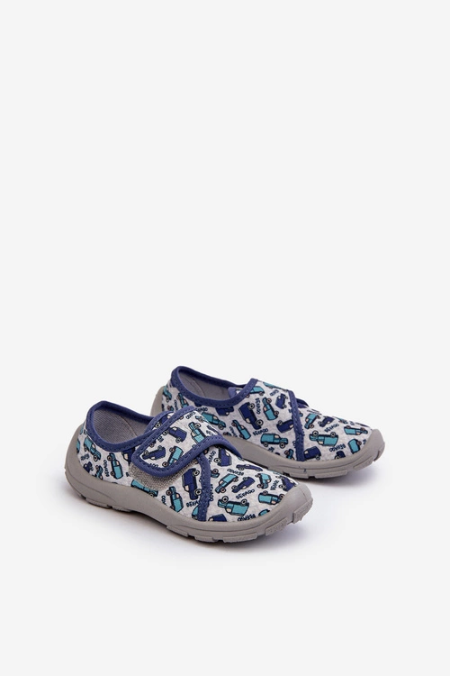 Kapcie Dziecięce Na Rzep Befado 974X529 Szaro-Granatowe