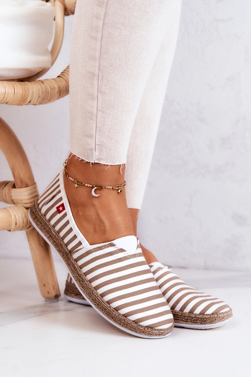 Espadryle Damskie Big Star Slip-on Paski FF276029 Beżowe