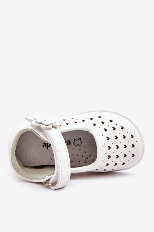 Dziecięce Wysokie Ażurowe Balerinki Na Rzepy Białe Jianna