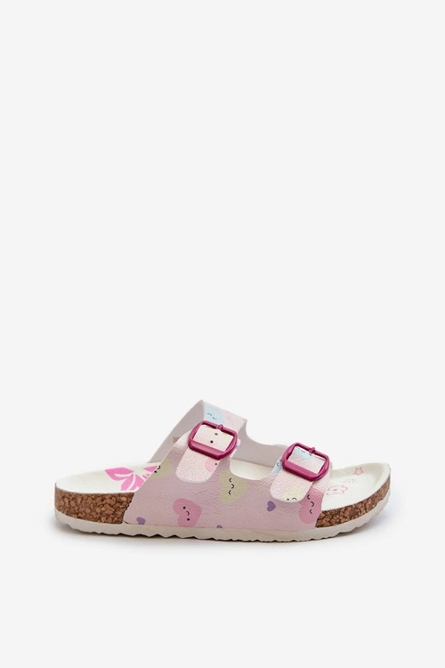 Klapki Dziecięce Z Klamrami W Serduszka Różowe Abiding