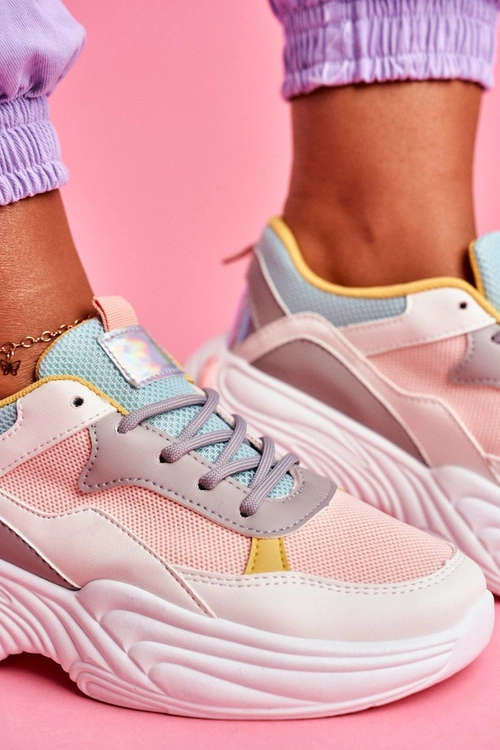 Sportowe Damskie Buty Kolorowe Różowe Pinner