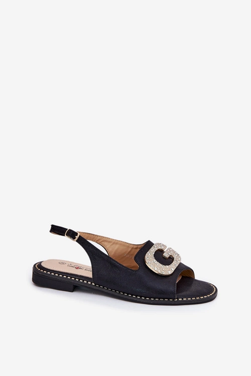 Sandały Damskie Z Ozdobnym Detalem S.Barski KV51-081 Czarne