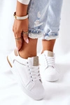 Sportowe Buty Sneakersy Na Platformie Biało-Beżowe Lola