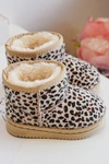 Dziecięce Ocieplane Botki Śniegowce Beżowe Gooby - Panterka