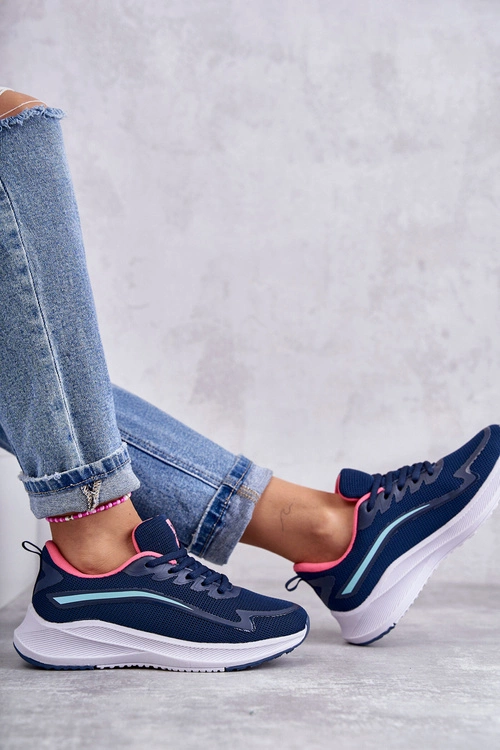 Damskie Modne Buty Sportowe Sneakersy Granatowe Ida