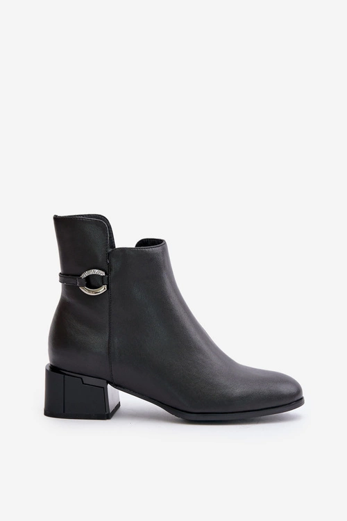 Ocieplane Botki Damskie Na Obcasie Zapinane Na Zamek Czarne Vinceza 66724